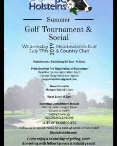 BC Holsteins Golf Tournament Wed July 7, 2019